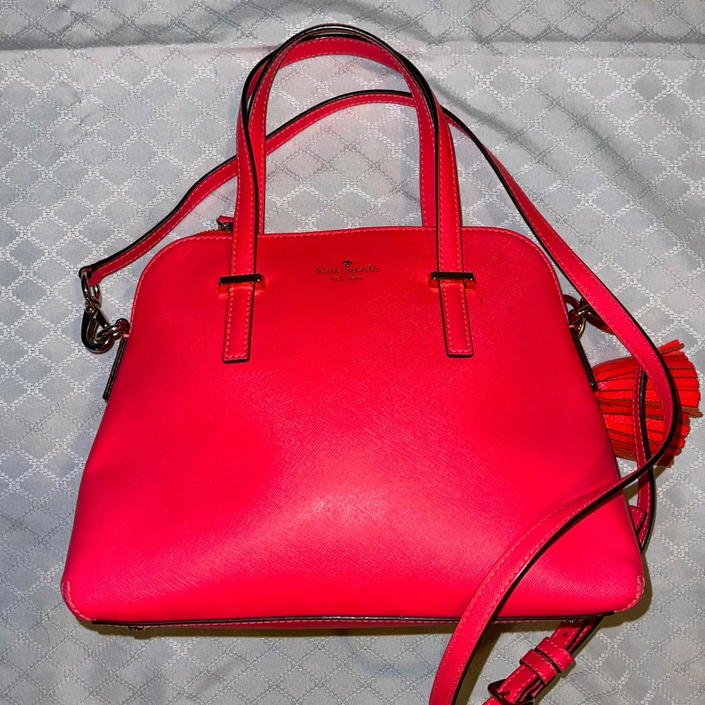 Kate Spade Maise Satchel Purse Neon Coral Pink
